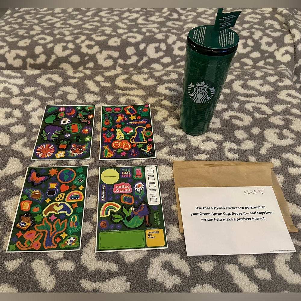 Starbucks Limited Edition Partner Cup Tumbler with Stickers- NWT- Rare